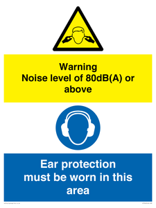 Warning Noise level of 80dB(A) or above. Ear protection must be worn in this area